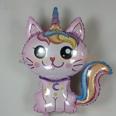 Шар (35''/89 см) Фигура, Котенок Единорог, Розовый